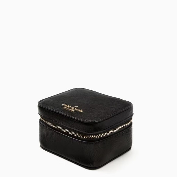Kate Spade Staci Saffiano Leather Travel Jewelry Box, Black NWT - Picture 1 of 9